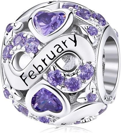 Birthstone Charm Jewelry 925 Sterling Silver Infinity Love Heart Charm Openwork