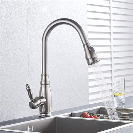 *SIMILAR Fapully Kitchen Sink Faucet for Bar Farmhouse Commercial, Brushed Nickl