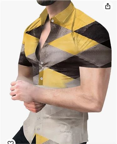 Men's Stylish Dress Shirts Pattern Printed Shirts Long Sleeve Button Down Shirts