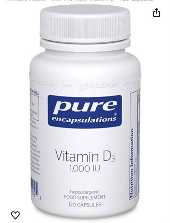 Pure Encapsulations Vitamin D3 25 mcg (1,000 IU) - Supplement to Support Bone, J