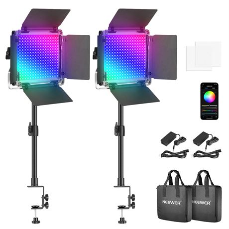 Neewer Pack 2 530 PRO LED Video Light Kit RGB with app control with clip support
