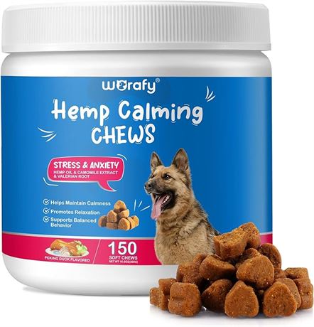 150 soft chews - Calming Dog Chews, Dog Calming Treats with Hemp Oil for Dogs An