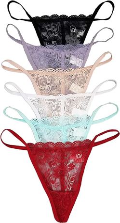 SIZE:XL Vision Underwear 6 Pack Sexy Floral Lace G-String Thong Panties L266