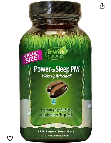 Irwin Naturals Power to Sleep PM - 120 Liquid Soft-Gels - with Melatonin, GABA,
