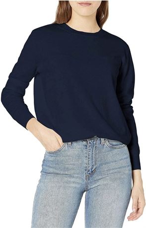 Size-M, QUALFORT Women's Crewneck Sweater Pullover Soft Knitted Sweaters