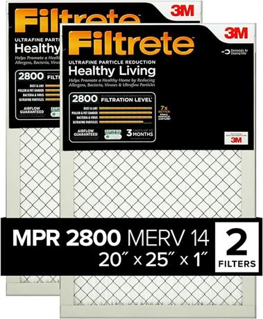 Filtrete 20x25x1 MPR 2800 2-Pack - Ultrafine Particle Reduction HVAC Air Filter