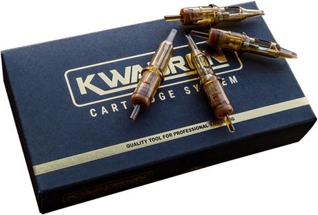 Kwadron Cartridge Tattoo Needles Cartridges, Box of 20, Round Liners Long Taper