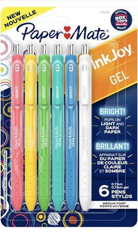 Pack of 2, Paper Mate Inkjoy Gel Bright! Pens, Medium Point (0.7mm), Retractable