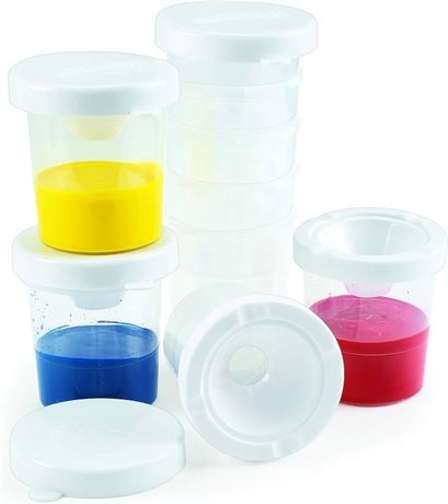 Colorations 10WPC No-Spill White Lid Paint Cups (Pack of 10)