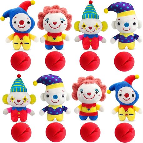 EKEGUY 8Pcs Clown Plush Doll and Clown Nose Circus Clown Stuffed Animal