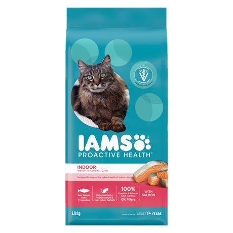 IAMS PROACTIVE HEALTH INDOOR WEIGHT AND HAIRBALL CARE WITH SALMON