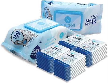 Snugell CPAP Mask Wipes -150 Wipes Jumbo Pack + 40 Travel Wipes