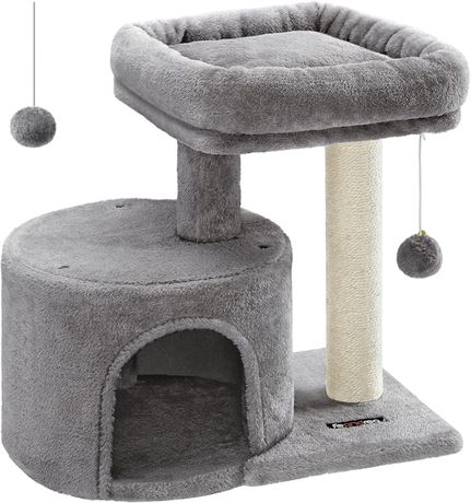 FEANDREA Cat Tree Tower with Sisal-Covered Scratching Posts, Light Grey UPCT50W