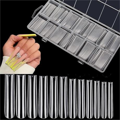 LIONVISON 3XL Clear Full Cover Nail Tips for Acrylic Nails Professional, 240PCS