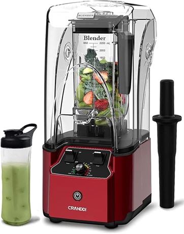 CRANDDI 2200W Commercial Quiet Blender with Soundproof Shi...