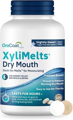 OraCoat XyliMelts Dry Mouth Relief Oral Adhering Discs, Slightly Sweet with Xyli