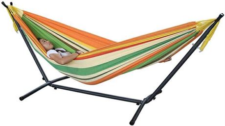 Double Hammock with Space Saving Steel Stand Includes Portable Carrying Bag-Trop