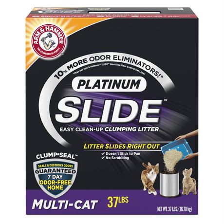 16.78kg (37lb) - ARM & HAMMER Platinum Cat Litter Slide Complete Odour Sealing w