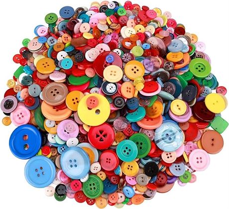 Greentime 1500 pcs Round Resin Buttons Mixed Color Assorted Sizes