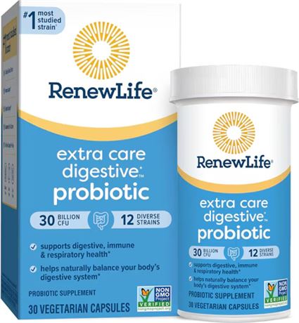 Renew Life Extra Care Digestive Probiotic 30 Billion Cells - 30 Vegetarian Capsu