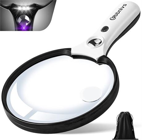 Large Magnifying Glass with Light, Magnifier 10X 20X 45X Handheld Illuminated