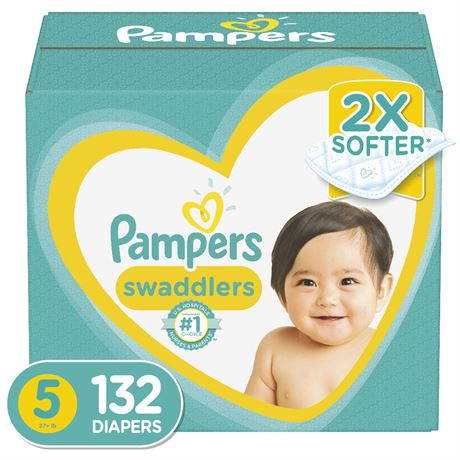 SIZE 5 , Pampers Swaddlers Diapers  132 Count