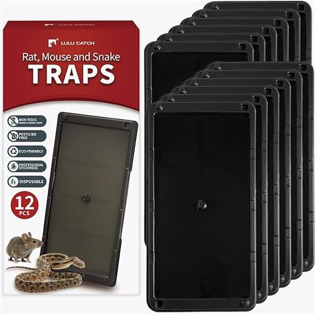 12 Pack, 8.7x13.4 cm - LULUCATCH Super Glue Traps for Mice & Snakes, SMALL, Heav