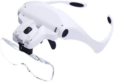 Bysameyee Magnifying Glasses with Light, Head Mount Magnifier Lighted Headband G