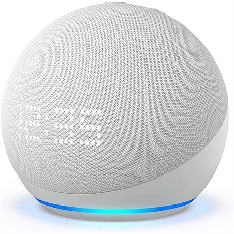 Amazon Echo Dot 5th Generation Smart Speaker With Clock And Alexa, Glacier White
