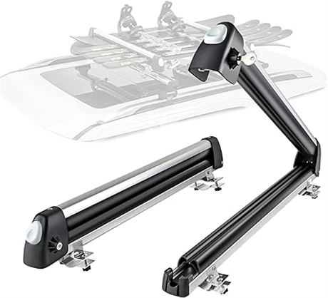 2 PACK, 33 Inch-  AA Products Inc. Universal Aluminum Ski Roof Rack - Fits 6 Pai
