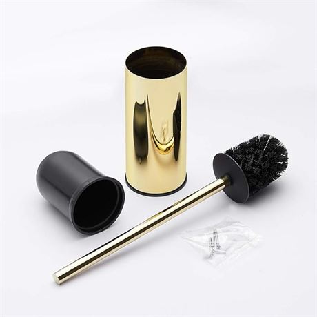 Toilet Brush Holder Gold, Stainless Steel 304 Gold Round Freestanding