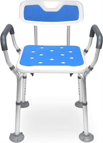 *NOT ASSEMBLED* Shower Chair with Arms Heavy Duty Bath Chair with Back for Senio