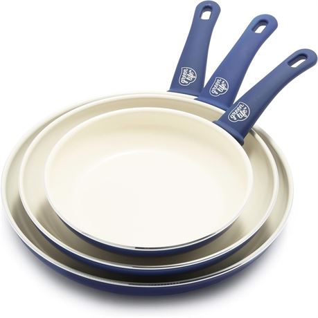 GreenLife Soft Grip Healthy Ceramic Nonstick Pans - Set of 3 Pans
