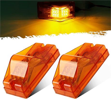 Partsam 2Pcs 6 Inch Amber 18LED Side Marker Clearance Lights with Reflector, Turn Signal Light, Runing Lights for Trailer Trucks RV Camper Motorhome, Waterproof, Surface Mount, 12V