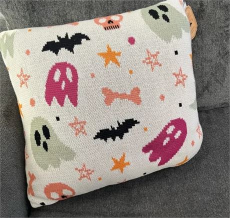 2pcs Home Goods Sweet Street Halloween Pink Ghost Pillow Black Bat