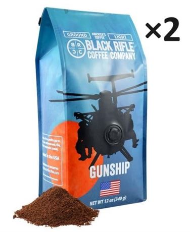 PACK OF 2 Black Rifle Coffee Company Gunship Roast Light Roast Coffee, 12 OZ Bag