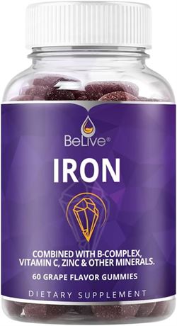 BeLive Iron Gummies - Multivitamin with Iron, Vitamins & Zinc for Blood Oxygen