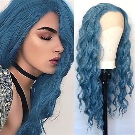 Blue Synthetic Lace Front Wig