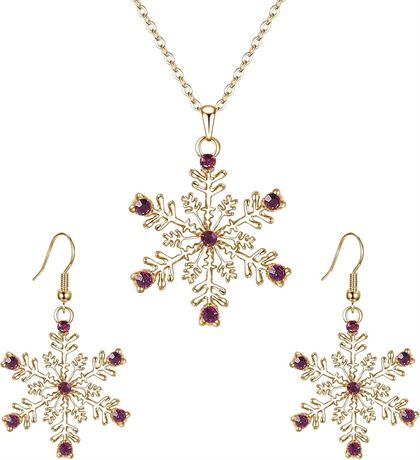 EVER FAITH Austrian Crystal Snowflake Jewelry Set Flower Pendant Necklace Earrings Sets for Women Christmas
