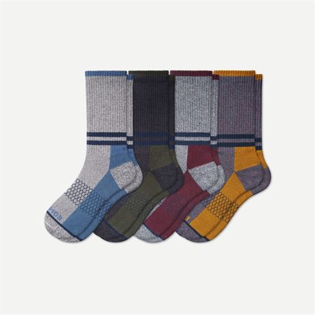 SIZE: L BOMBAS Men's Stripes Calf Sock 4-Pack