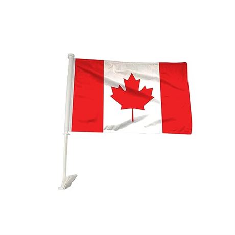 BannerBuzz Canada Car Flag Window Clip Flag 18” X 12” Including Poles for Patrio