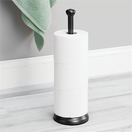 mDesign Decorative Metal Free-Standing Toilet Paper Holder Stand
