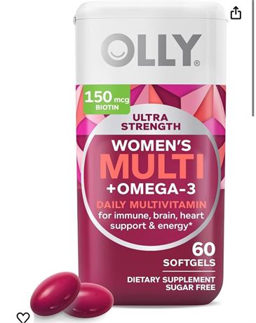 OLLY Ultra Women's Multi Softgels, Overall Health and Immune Support, Omega-3s,