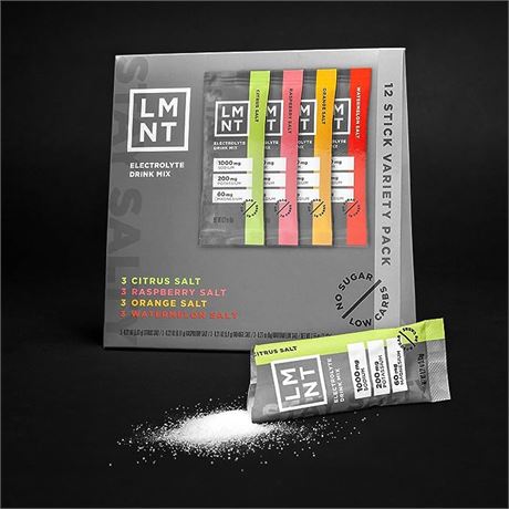 12 Sticks - LMNT 0-Sugar Electrolytes - Variety Salt - Hydration Powder Packets