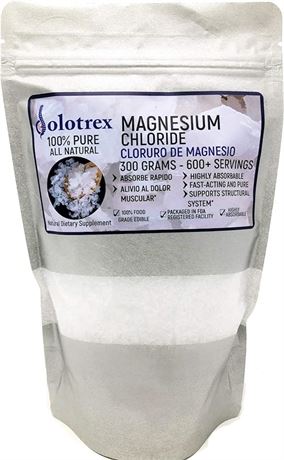 Cloruro de Magnesio 100% Pure Magnesium Chloride Food Grade 300 Grams Edible