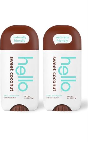 hello Sweet Coconut Deodorant With Shea Butter for Women + Men, Aluminum Free, B