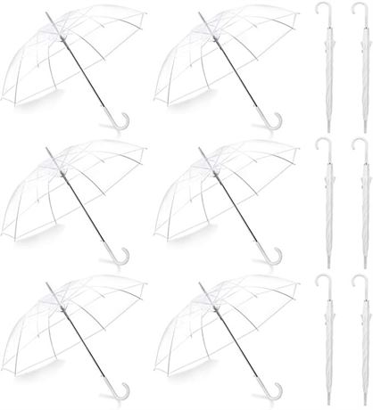 Pack of 12 Wedding Style Stick Umbrellas Large Canopy Windproof