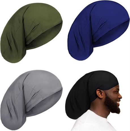 4 Pieces Unisex Dreadlock Cap Long Hair Dreads Head Wrap Sleeping Cap Hair Accessories Sleep Bonnet for Men Women