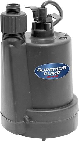 Superior Pump 91250 1/4 HP Thermoplastic Submersible Utility Pump with 10-Foot C