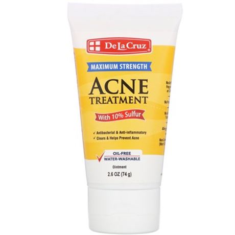De La Cruz Acne Treatment 10% Sulfur Ointment Pimple Cream for Face and Body Ski